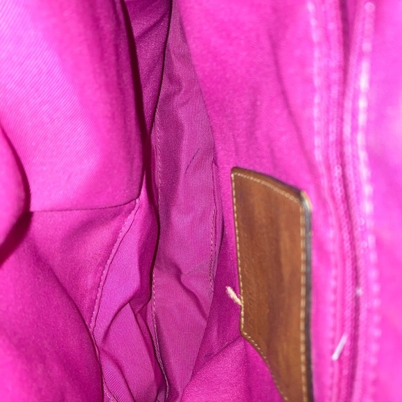 COACH SIGNATURE PINK STRIPE LOGO EMBOSSED TOTE SHOULDERBAG F13674 HOBO - Picture 4 of 4